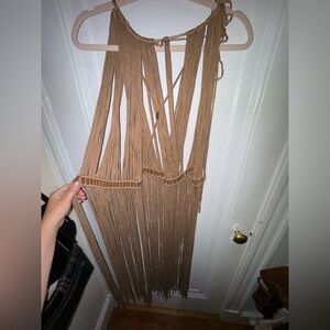 NWT - One Monarchy Tan Fringe Overlay Dress